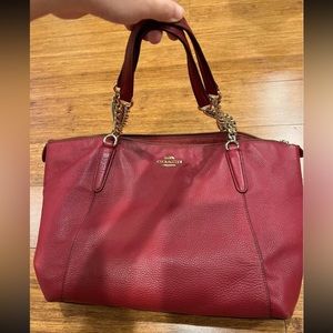 Red coach work tote